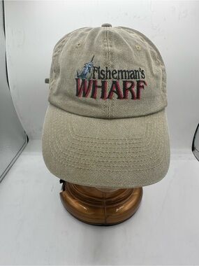 Fisherman's Wharf Embroidered Baseball Cap - Beige with Red/Black Logo